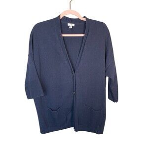 J. Jill Button Front Cardigan Women’s XL petite Blue‎ Cotton Sweater Half Sleeve